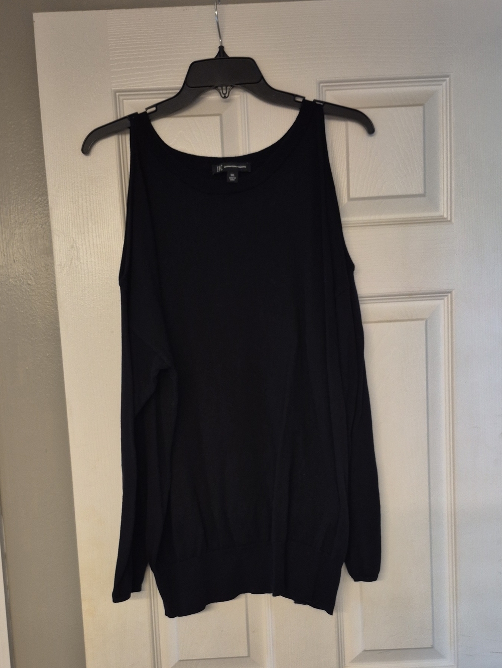 INC International Concepts Black Cold-Shoulder Sweater
